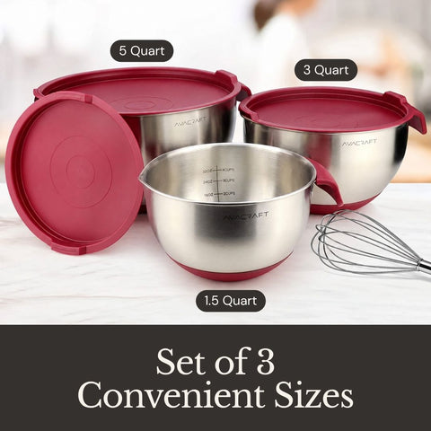 GripMix™ Stainless Steel Mixing Bowl Set
