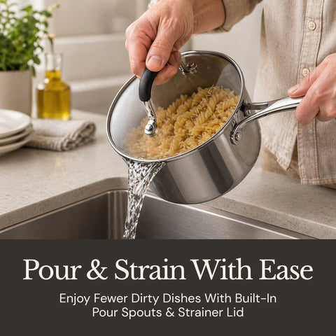 Essential Stainless Steel Saucepan Bundle - 6 Piece - 1.5, 2.5, and 3.5 Quart
