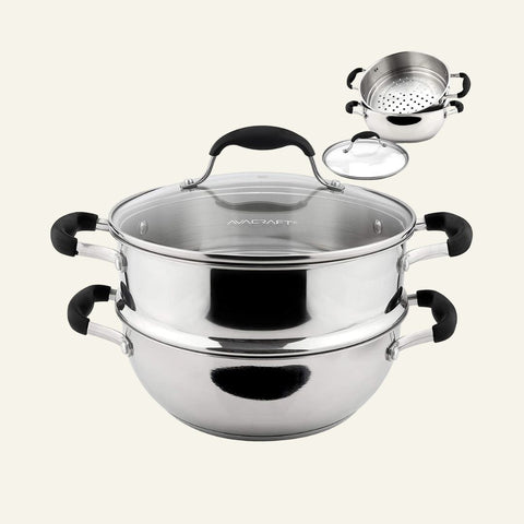 AVACRAFT Signature Stainless Steel Steamer Cooking Pot Set (5-Ply)