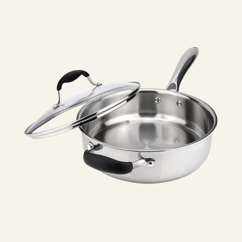 Essential Stainless Steel 10” Saute Pan with Lid (Tri-Ply)