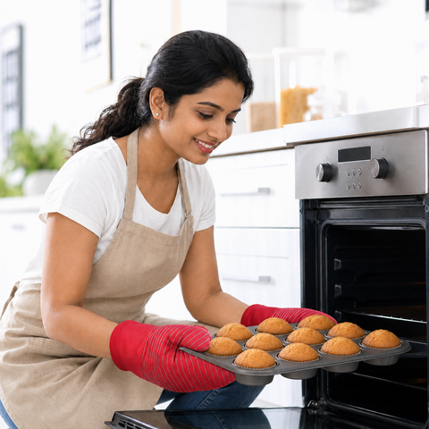 Silicone Grip Oven Mitts (Cotton Twill, 2-Pack)