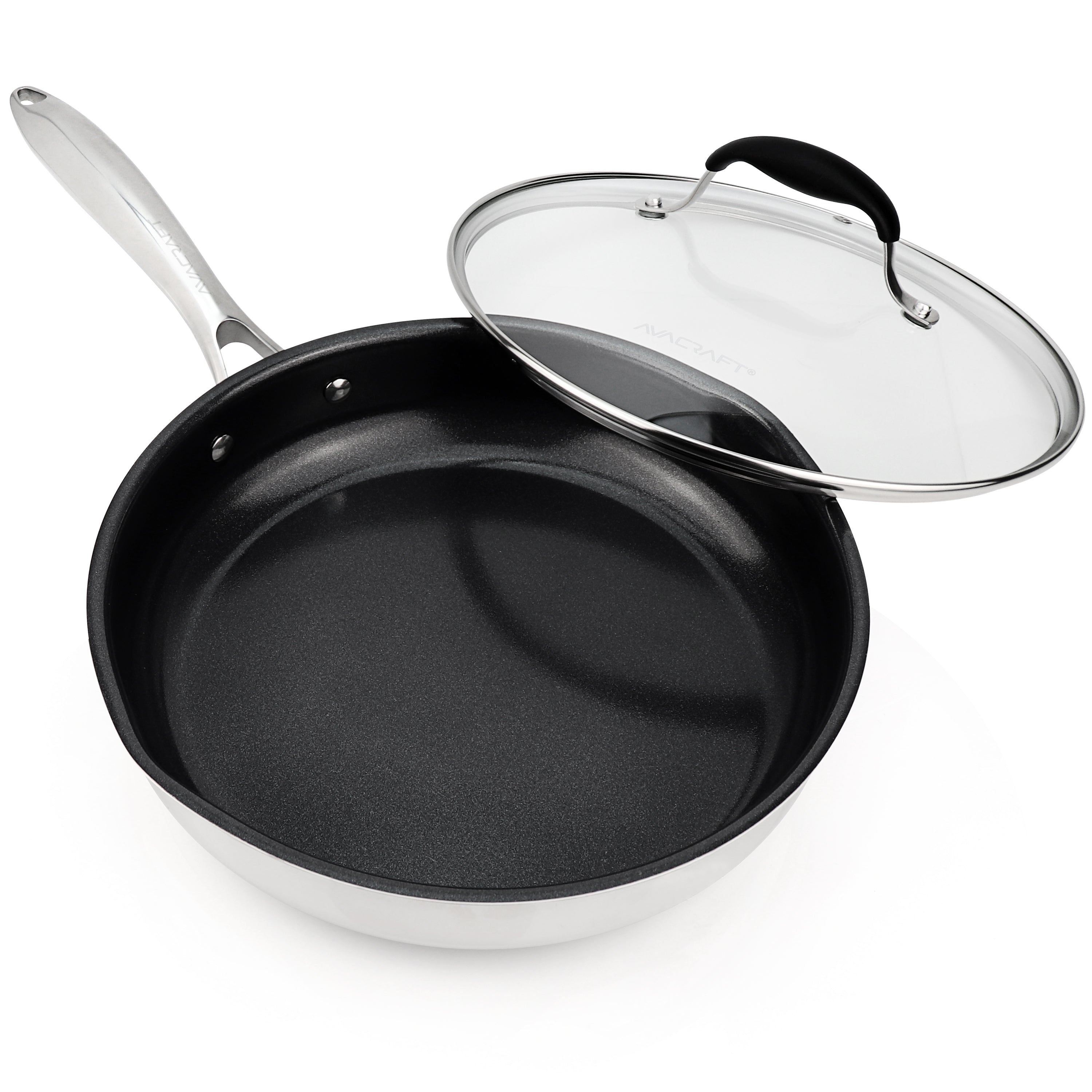 AVACRAFT Ceramic Nonstick Frying Pan with Lid, Egg Pan, Ceramic Nonstick Skillet, 100% PFOA, PTFE Toxins Free Cooking Pan, Best Ceramic Pans for Cooking, 10 Inch