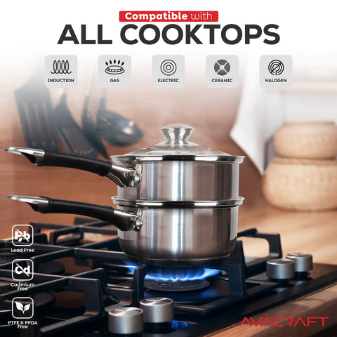 AVACRAFT Signature Double Boiler Saucepan with Lid