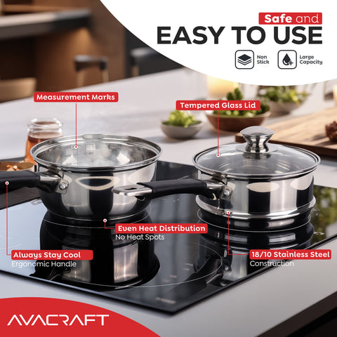 AVACRAFT Signature Double Boiler Saucepan with Lid