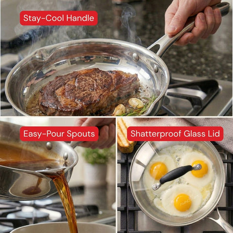 AVACRAFT Signature Stainless Steel Frying Pan (5-Ply)