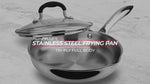 Load and play video in Gallery viewer, AVACRAFT 18/10 Tri-Ply Stainless Steel Frying Pan with Lid, Side Spouts, Stay Cool Handle (Tri-Ply Full Body, 10 Inch)
