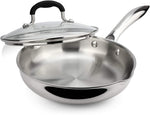 Load image into Gallery viewer, AVACRAFT 18/10 Tri-Ply Stainless Steel Frying Pan with Lid, Side Spouts, Stay Cool Handle (Tri-Ply Full Body, 8 Inch)
