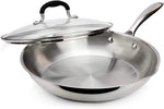 Load image into Gallery viewer, AVACRAFT 18/10 Stainless Steel Frying Pan with Lid and Side Spouts (Five-Ply Capsule Bottom, 10 Inch)
