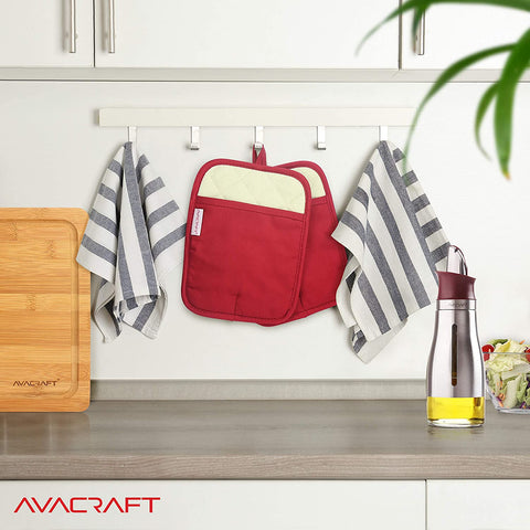 Silicone Grip Pot Holders (Cotton Twill, 2-Pack)