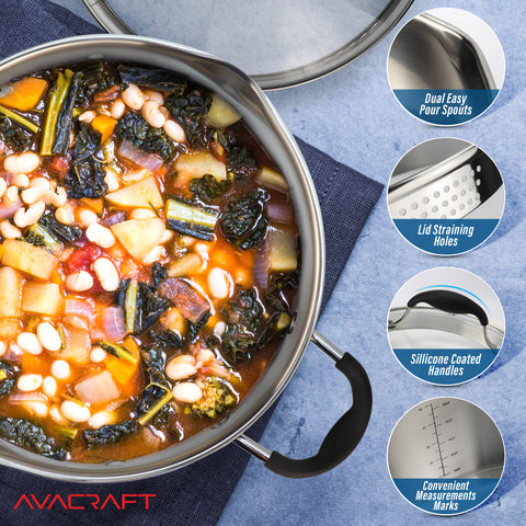 Stainless Steel Stockpot with Glass Strainer Lid