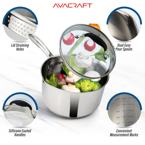Five-Ply Stainless Steel Saucepan