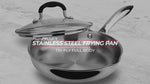Load and play video in Gallery viewer, AVACRAFT 18/10 Tri-Ply Stainless Steel Frying Pan with Lid, Side Spouts, Stay Cool Handle (Tri-Ply Full Body, 8 Inch)

